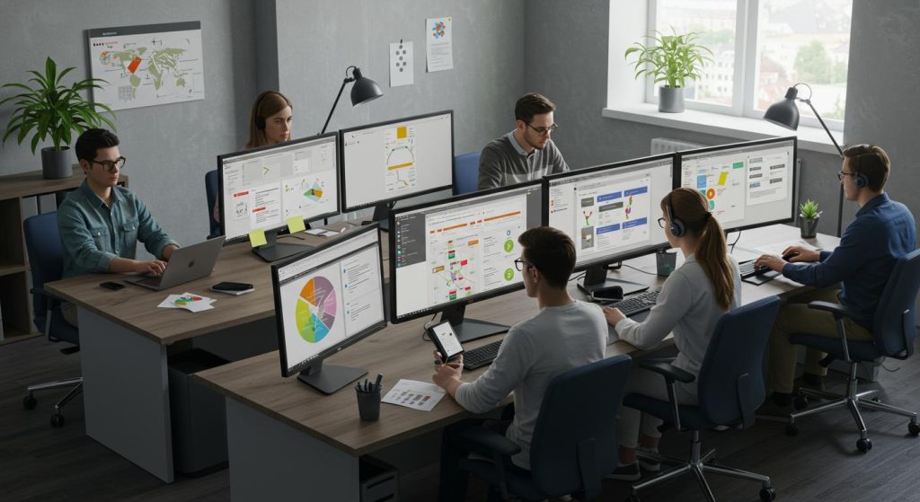 Outils et ressources pour valider laccessibilite de votre site 202505Th083155 Equipe de développeurs utilisant les outils de tests automatiques pour évaluer la conformité RGAA d'un site.